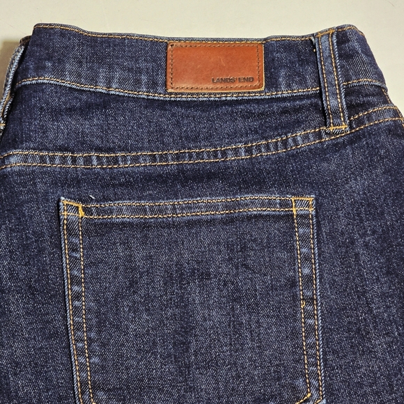 Lands End Size  16 High Rise Straight Jean In Dark Blue Denim Soft With Stretch - Picture 8 of 9